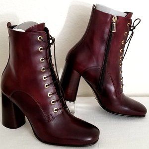 CAPEZZANI ITALIAN DESIGNER COGNAC WINE LEATHER BOOTS MADE IN ITALY 39(8) NIB!